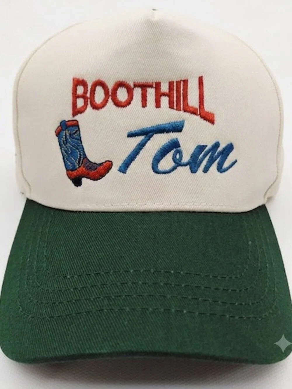 Retro Boothill Tom Cowboy Boot Embroidered Hat Forest Green Cream Western USA